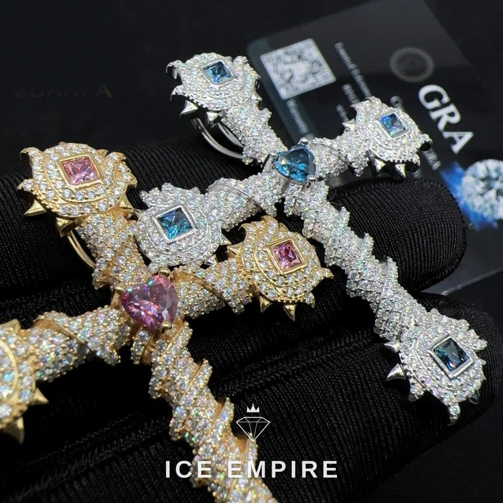 Iced Out Cross 925 Silver Moissanite Pendant