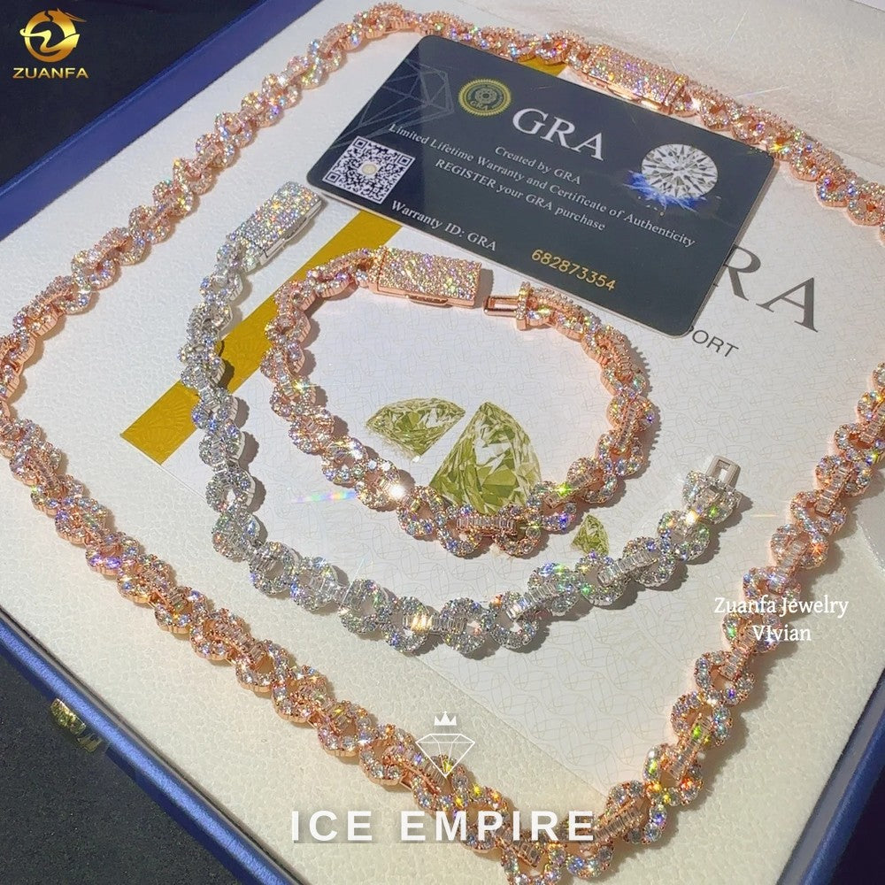 Iced Out Rose Gold Plated Moissanite Cuban Chain