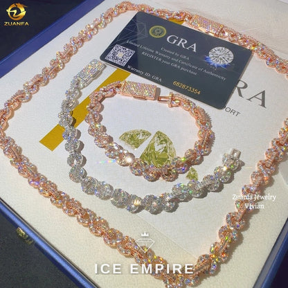 Iced Out Rose Gold Plated Moissanite Cuban Chain