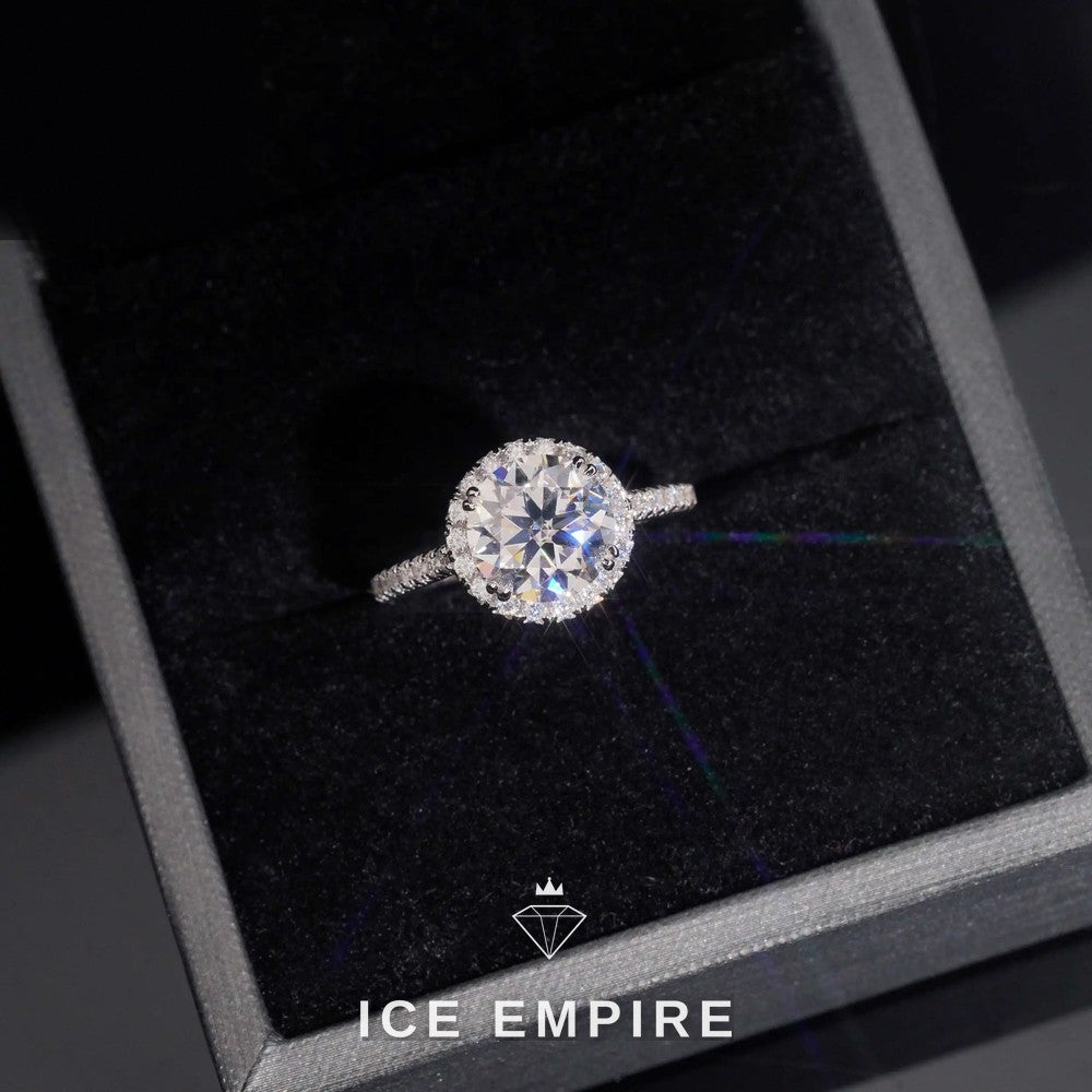 Iced Out 925 Silver Moissanite Engagement Ring