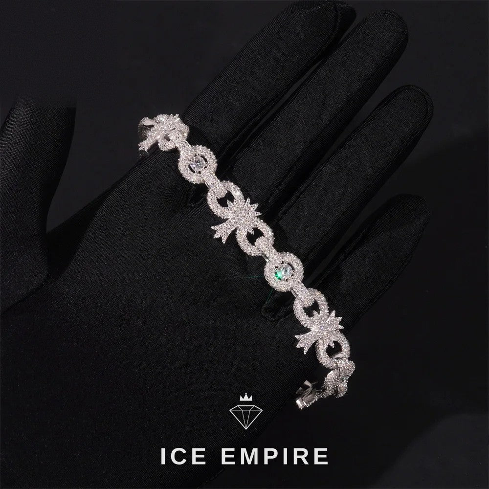 Iced Out Cross Rose Gold Plated Moissanite Bracelet