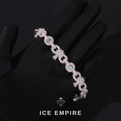 Iced Out Cross Rose Gold Plated Moissanite Bracelet