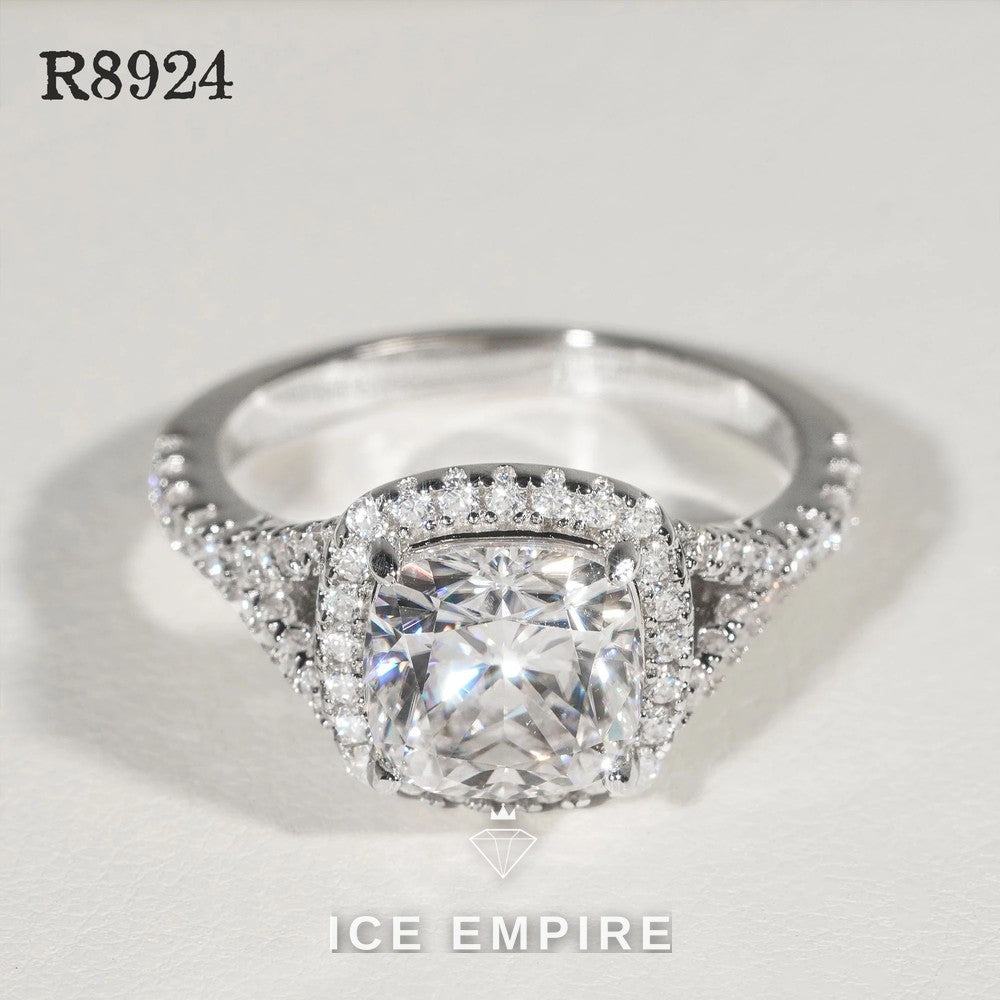 Iced Out 925 Silver Moissanite Engagement Ring