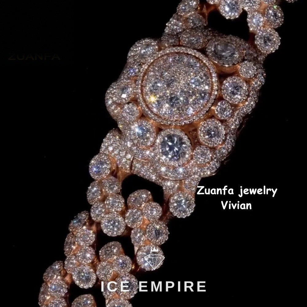 Iced Out Rose Gold Plated Moissanite Cuban Chain