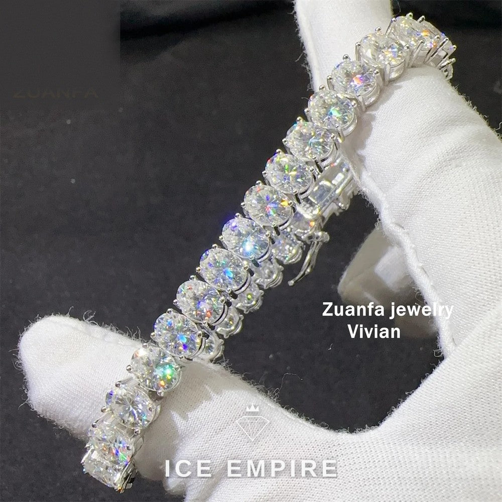 Iced Out 925 Silver Moissanite Tennis Chain