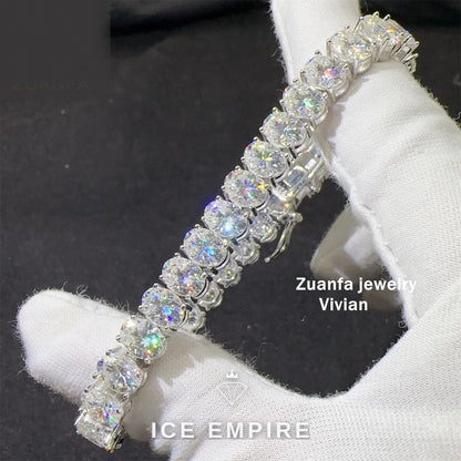 Iced Out 925 Silver Moissanite Tennis Chain