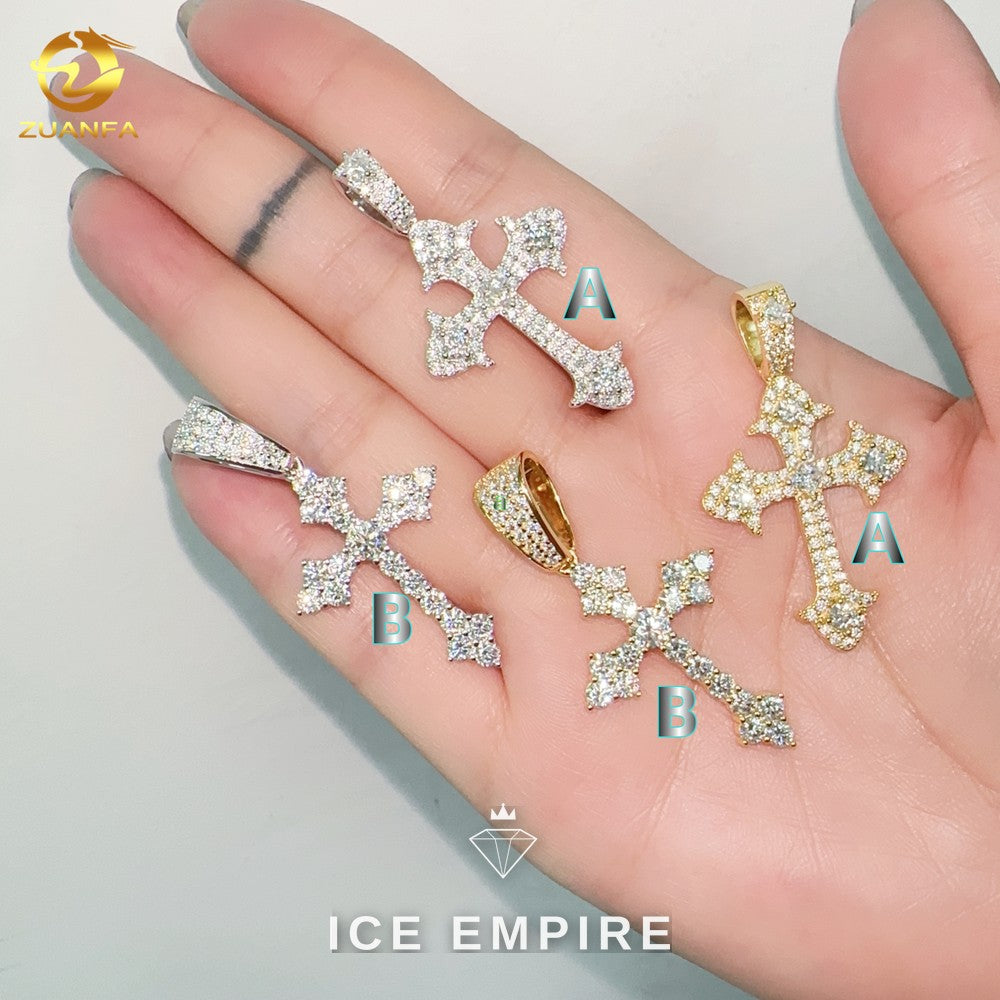 Iced Out Cross 925 Silver Pendant