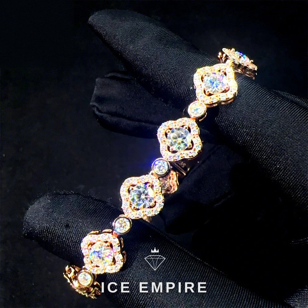 Iced Out Cluster 925 Silver Moissanite Tennis Chain