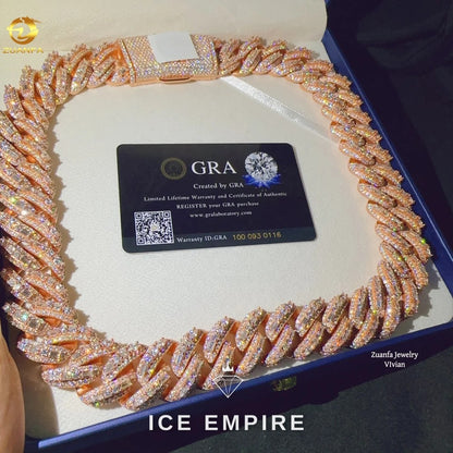 Iced Out Rose Gold Plated Moissanite Cuban Chain