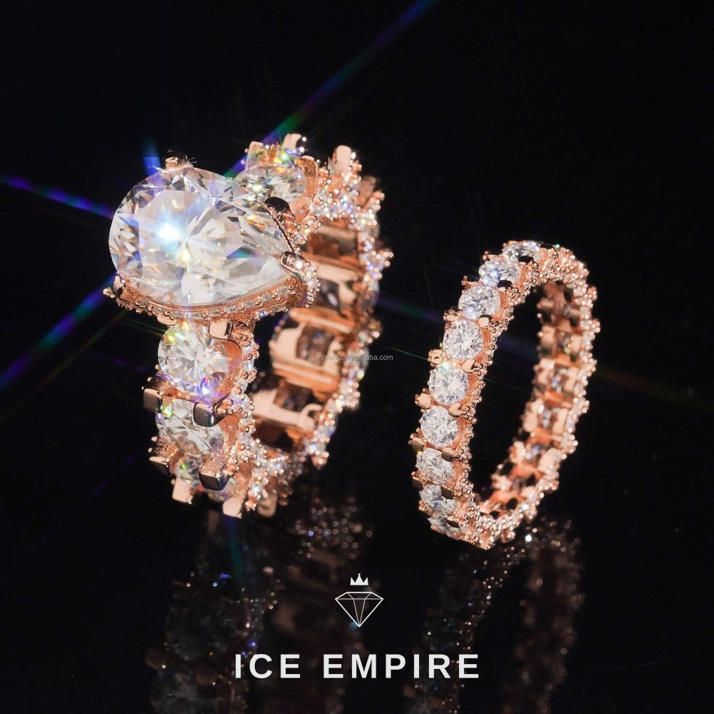 Iced Out Rose Gold Plated Moissanite Engagement Ring