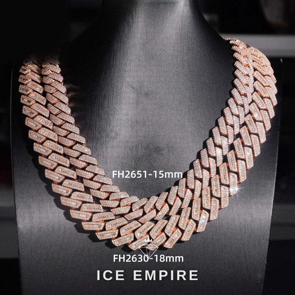 Iced Out Rose Gold Plated Moissanite Cuban Chain