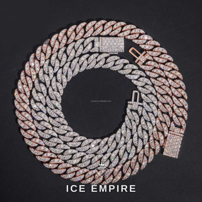 Iced Out Rose Gold Moissanite Cuban Chain