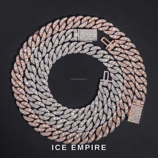 Iced Out Rose Gold Moissanite Cuban Chain