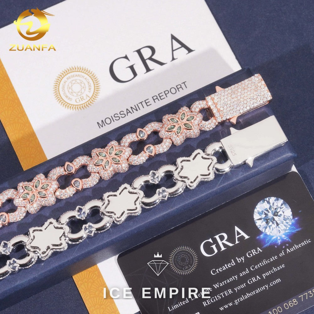 Iced Out 925 Silver Moissanite Cuban Chain