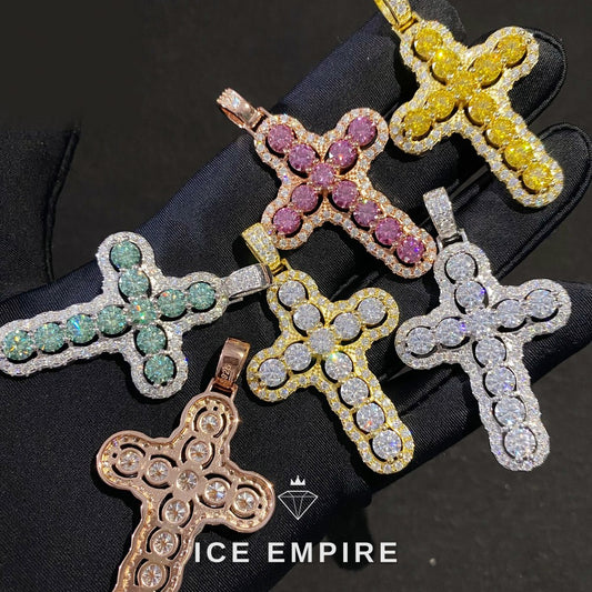 Iced Out Cross 925 Silver Moissanite Pendant