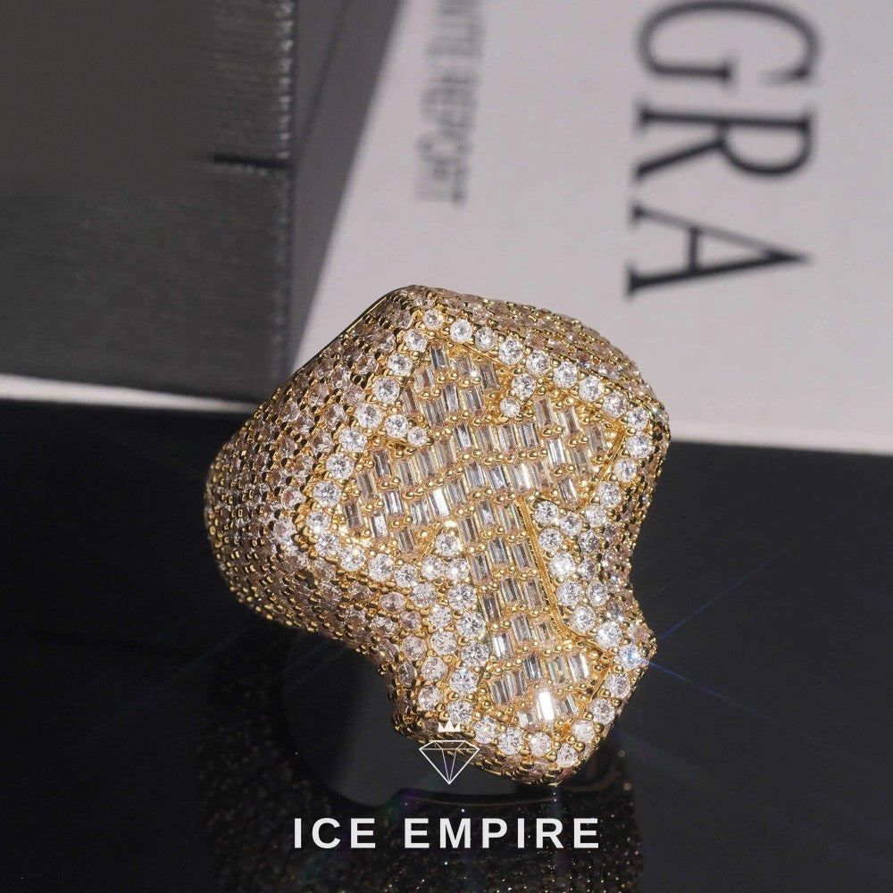 Iced Out Cross 925 Silver Ring