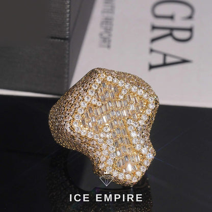 Iced Out Cross 925 Silver Ring