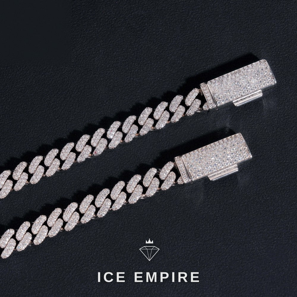 Iced Out 925 Silver Moissanite Cuban Chain