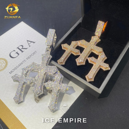 Iced Out Cross 925 Silver Pendant