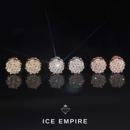Iced Out Cluster 925 Silver Moissanite Stud Earrings