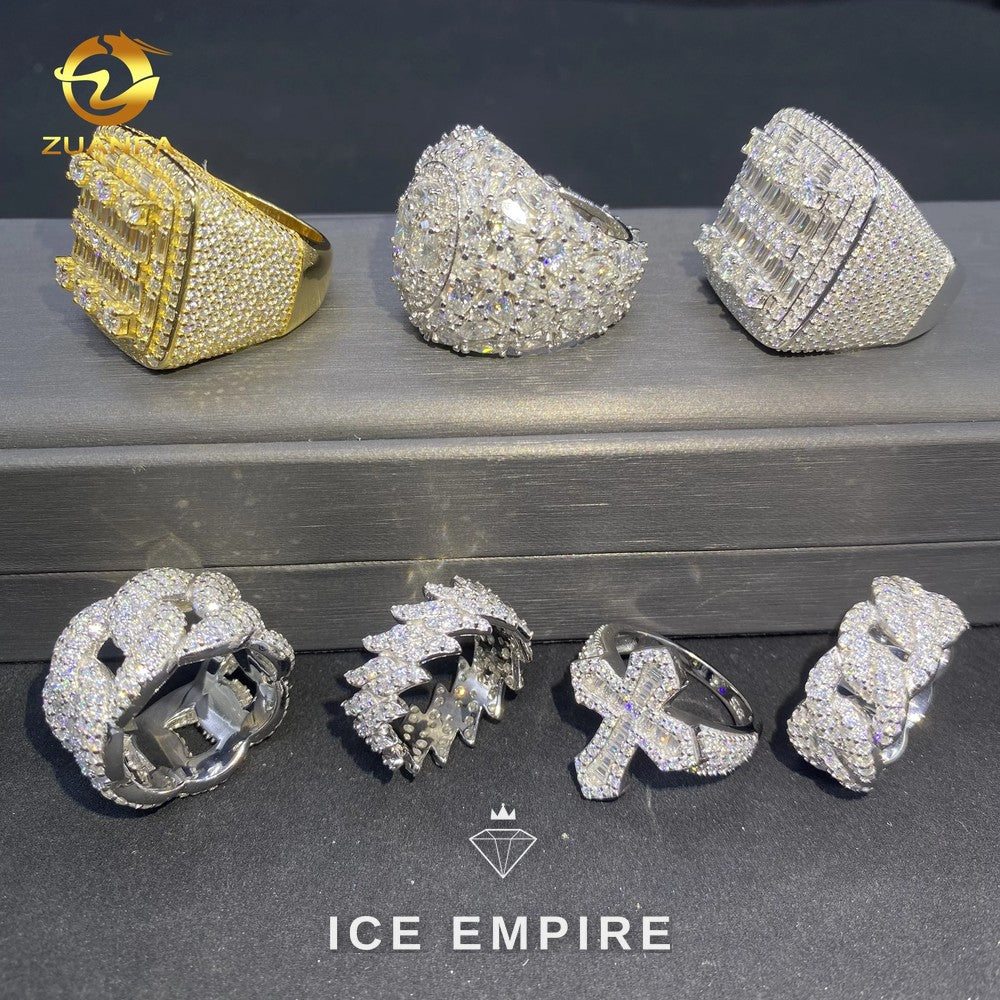 Iced Out Cross 925 Silver Moissanite Cuban Chain