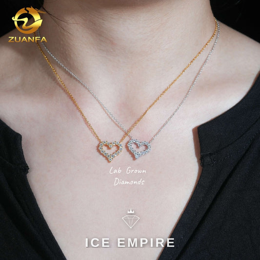 Iced Out Heart 925 Silver Lab Grown Diamond Pendant