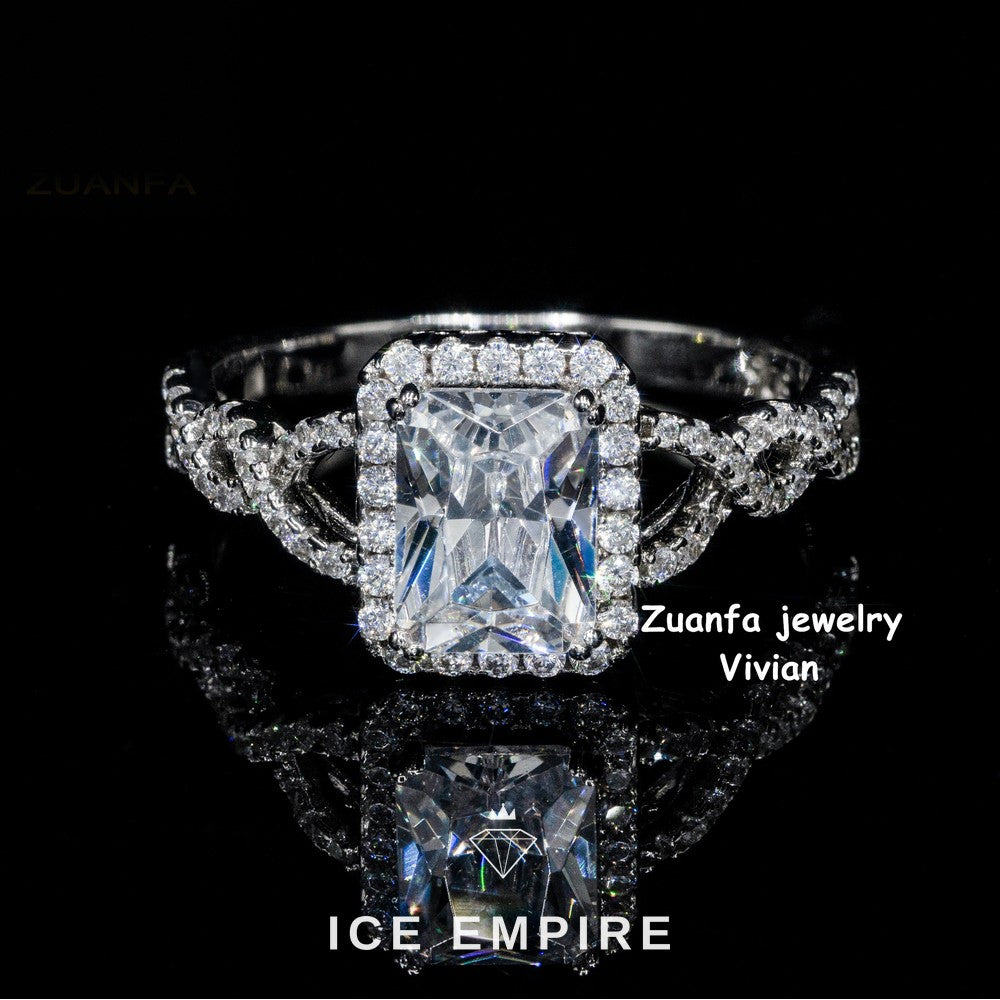 Iced Out 925 Silver Moissanite Ring