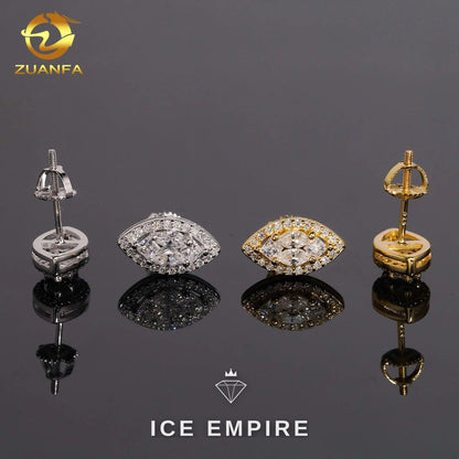 Iced Out Gold Plated Moissanite Stud Earrings