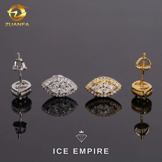 Iced Out Gold Plated Moissanite Stud Earrings