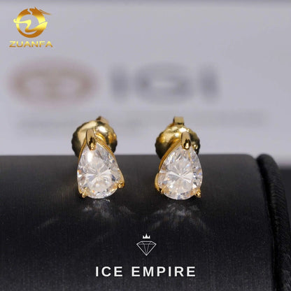 Iced Out 10K Gold Lab Grown Diamond Stud Earrings