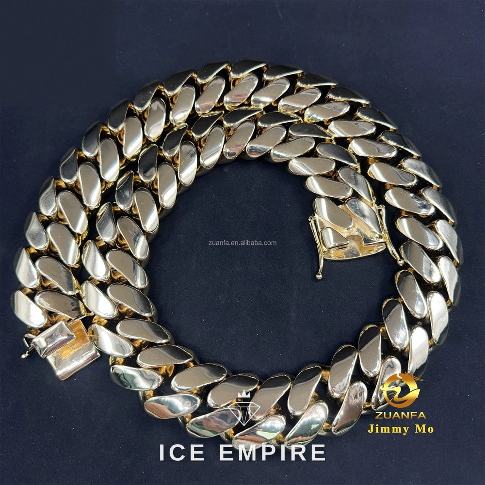 Iced Out 14K Gold Cuban Chain