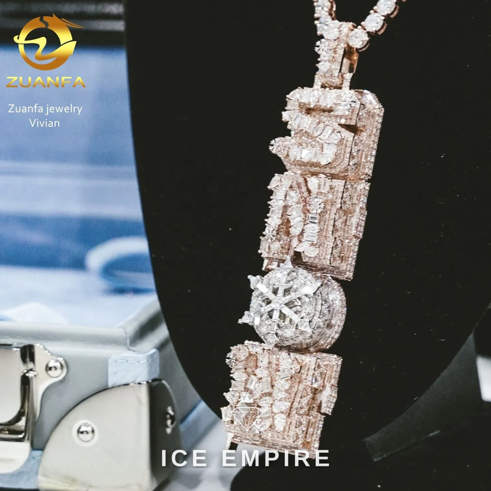 Iced Out Cross 925 Silver Moissanite Pendant