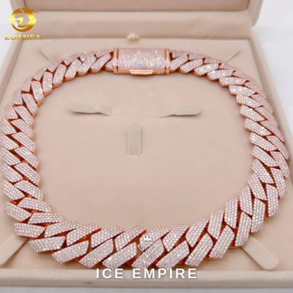 Iced Out Rose Gold Plated Moissanite Cuban Chain