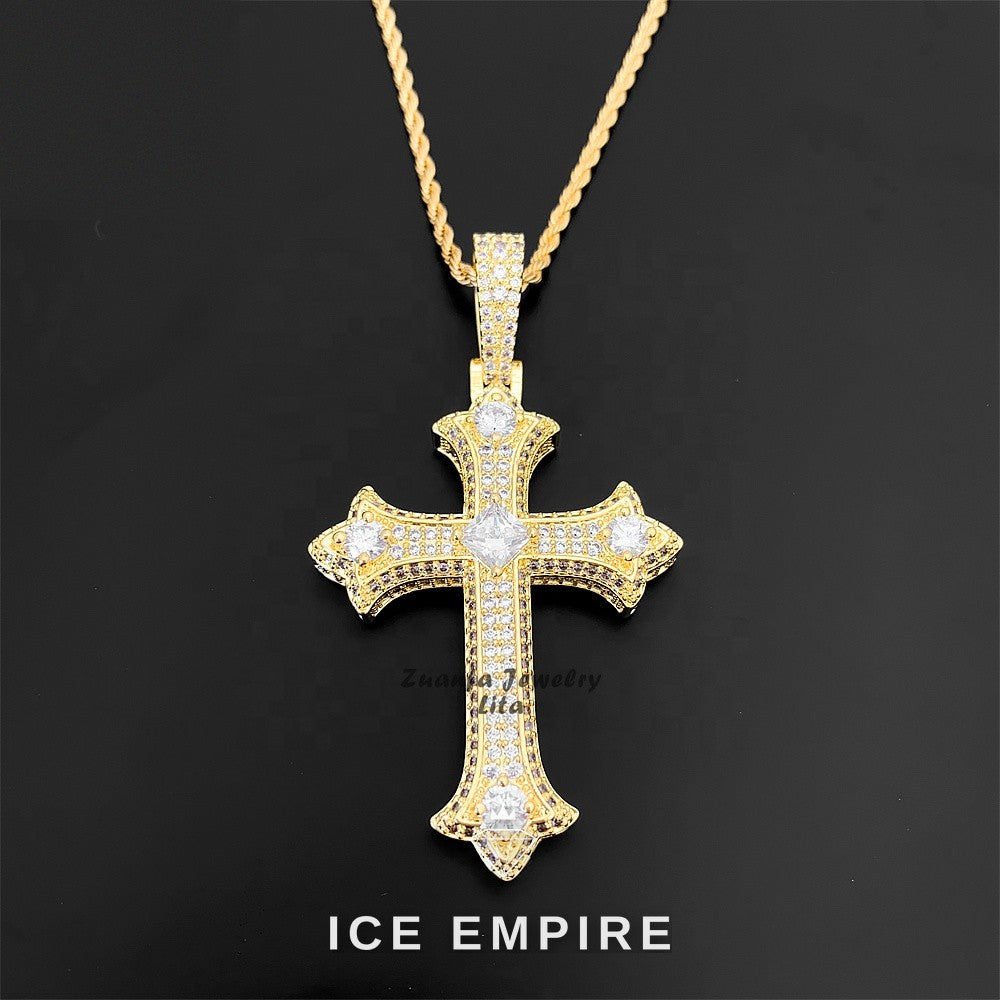 Iced Out Cross 925 Silver Moissanite Pendant