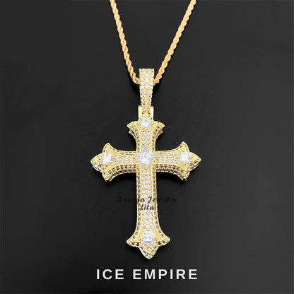 Iced Out Cross 925 Silver Moissanite Pendant