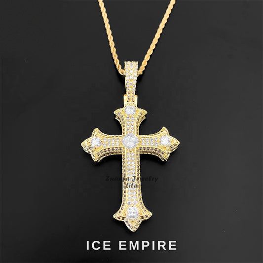 Iced Out Cross 925 Silver Moissanite Pendant