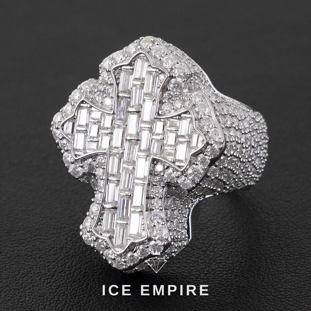 Iced Out Baguette 925 Silver Moissanite Ring