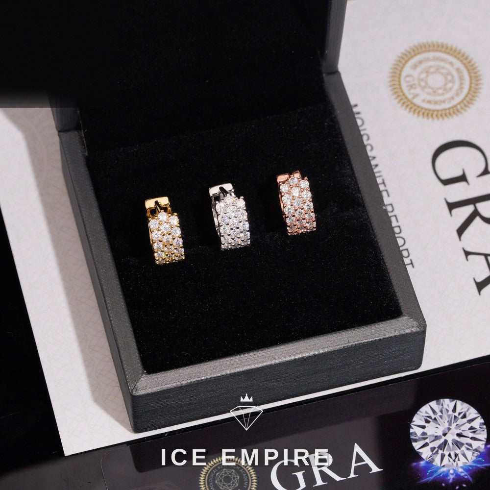 Iced Out 925 Silver Moissanite Hoop Earrings