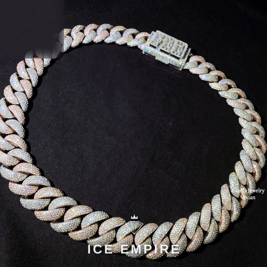 Iced Out Rose Gold Plated Moissanite Cuban Chain