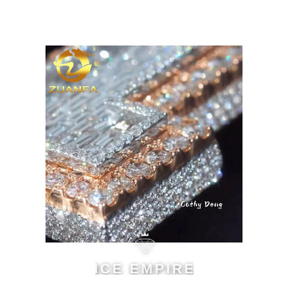 Iced Out Baguette Rose Gold Plated Moissanite Pendant
