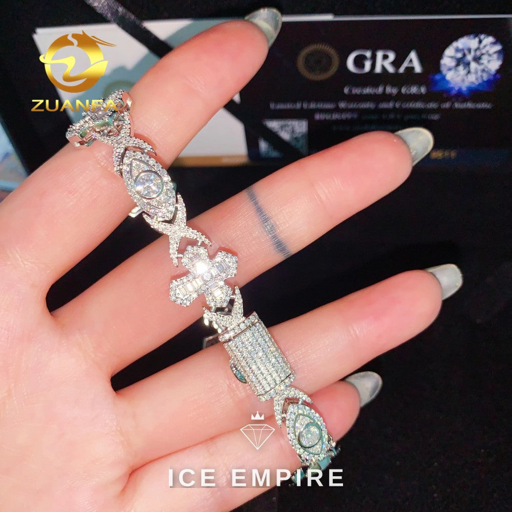 Iced Out Cross Rose Gold Plated Moissanite Cuban Chain