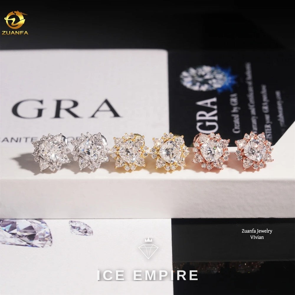 Iced Out 925 Silver Moissanite Earrings