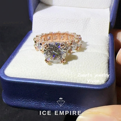 Iced Out Rose Gold Plated Moissanite Ring