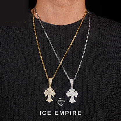 Iced Out Cross Rose Gold Plated Moissanite Pendant