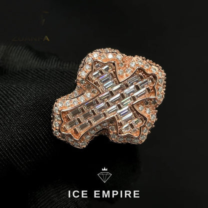 Iced Out Cross 925 Silver Moissanite Ring
