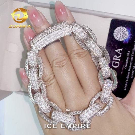 Iced Out Baguette Rose Gold Plated Moissanite Cuban Chain