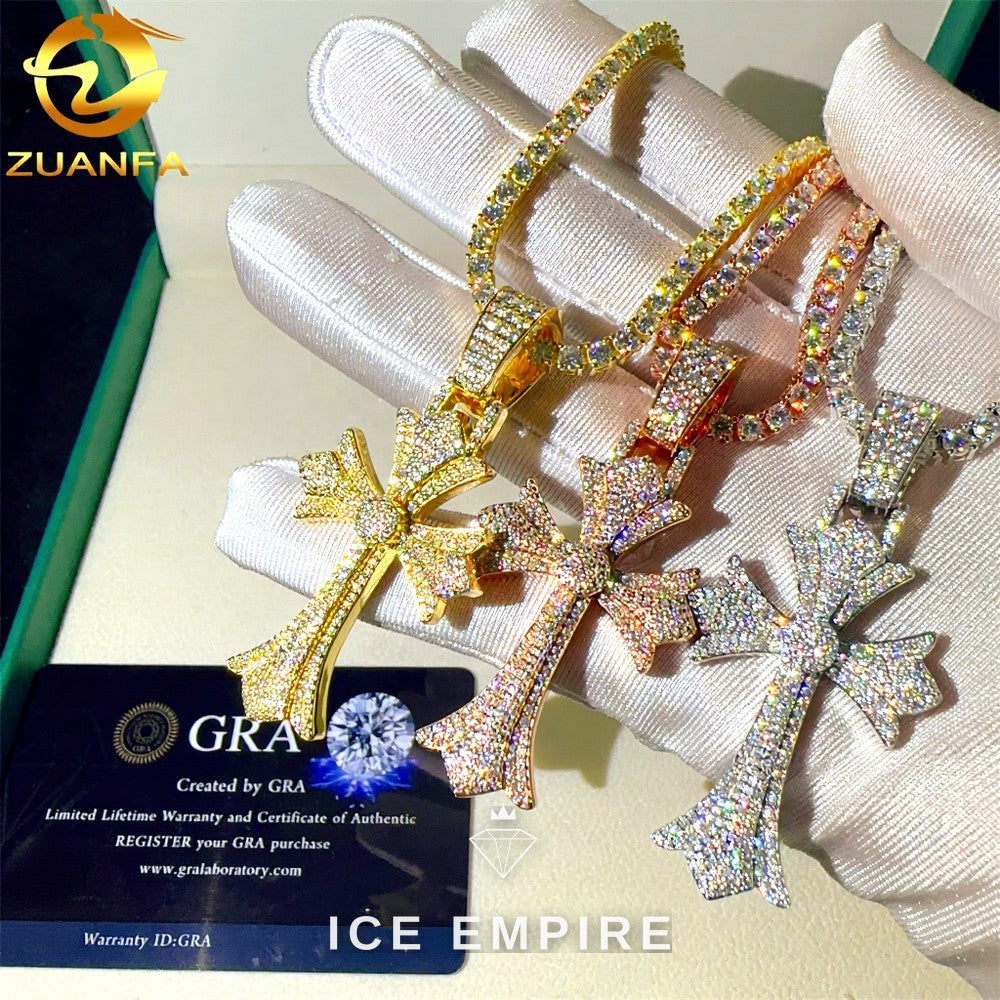 Iced Out Cross Gold Plated Moissanite Pendant