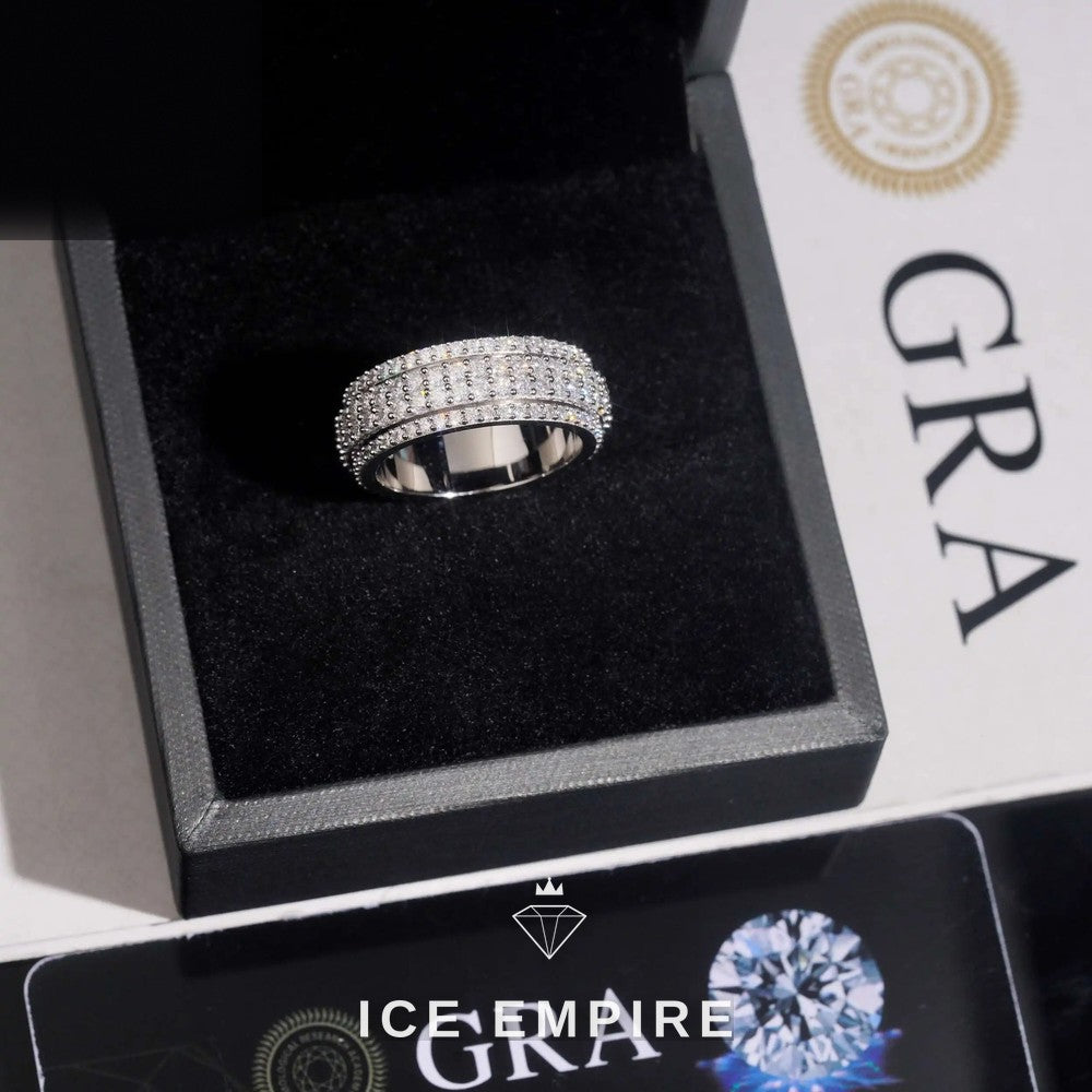 Iced Out 925 Silver Moissanite Ring