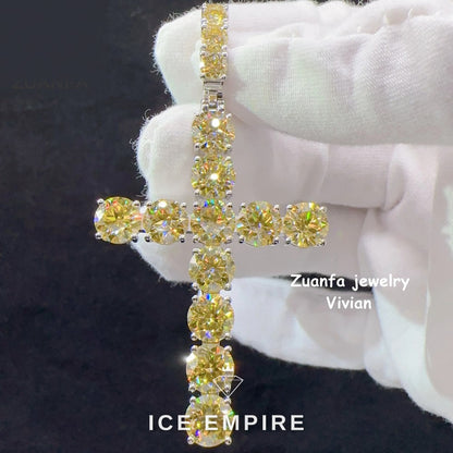 Iced Out Cross Rose Gold Plated Moissanite Pendant