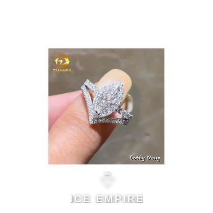 Iced Out 14K Gold Moissanite Engagement Ring